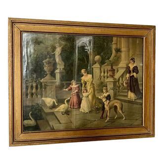 Antique print of the nineteenth century gilded frame