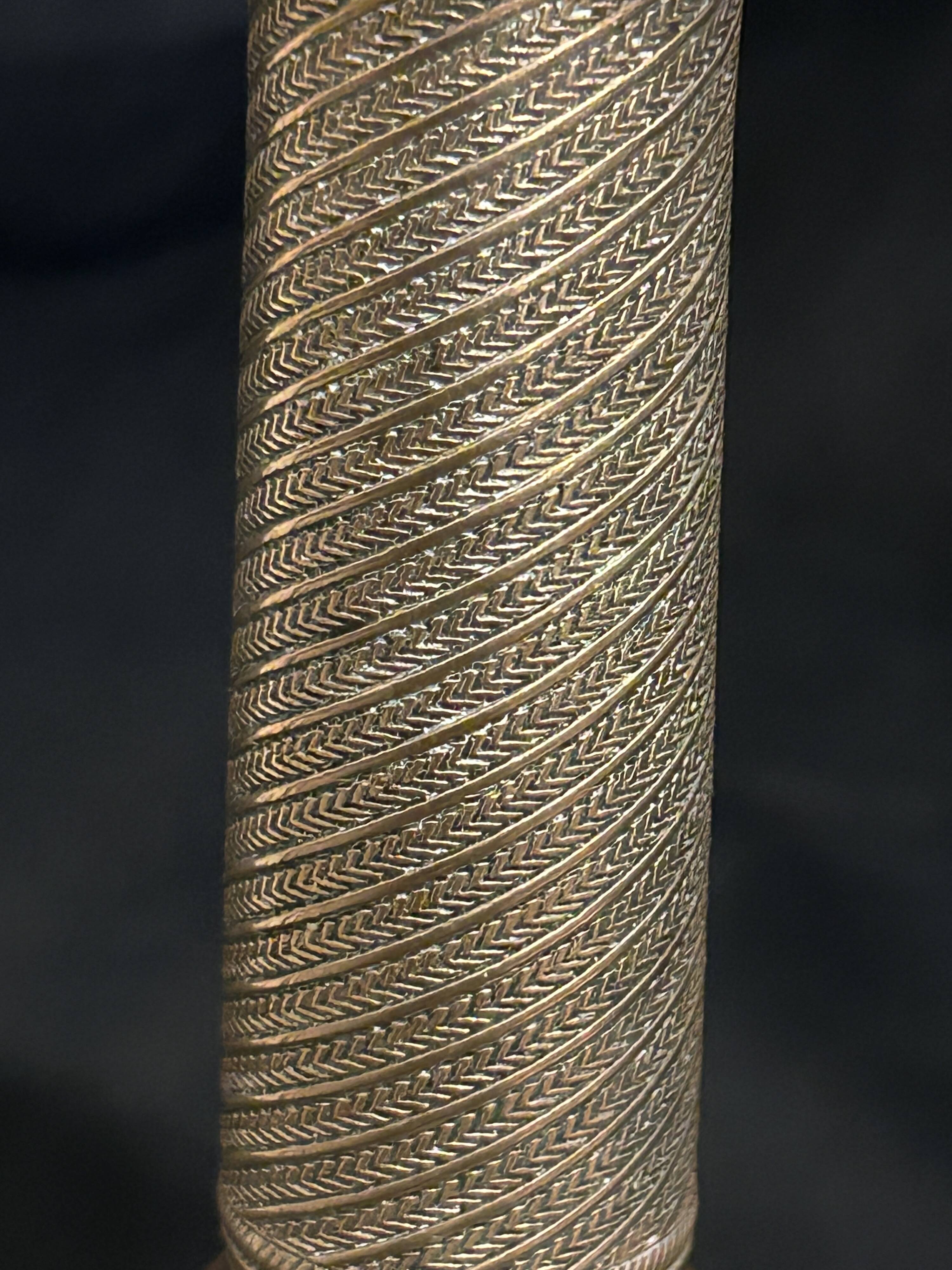 Pair of large 19th-century guilloché brass candlesticks - Louis XVI / Napoleon