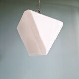 Art Deco pendant light in white opaline, triangular prism, 1920s-30s