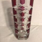 Old molded glass vase rose violet style art deco decoration vintage