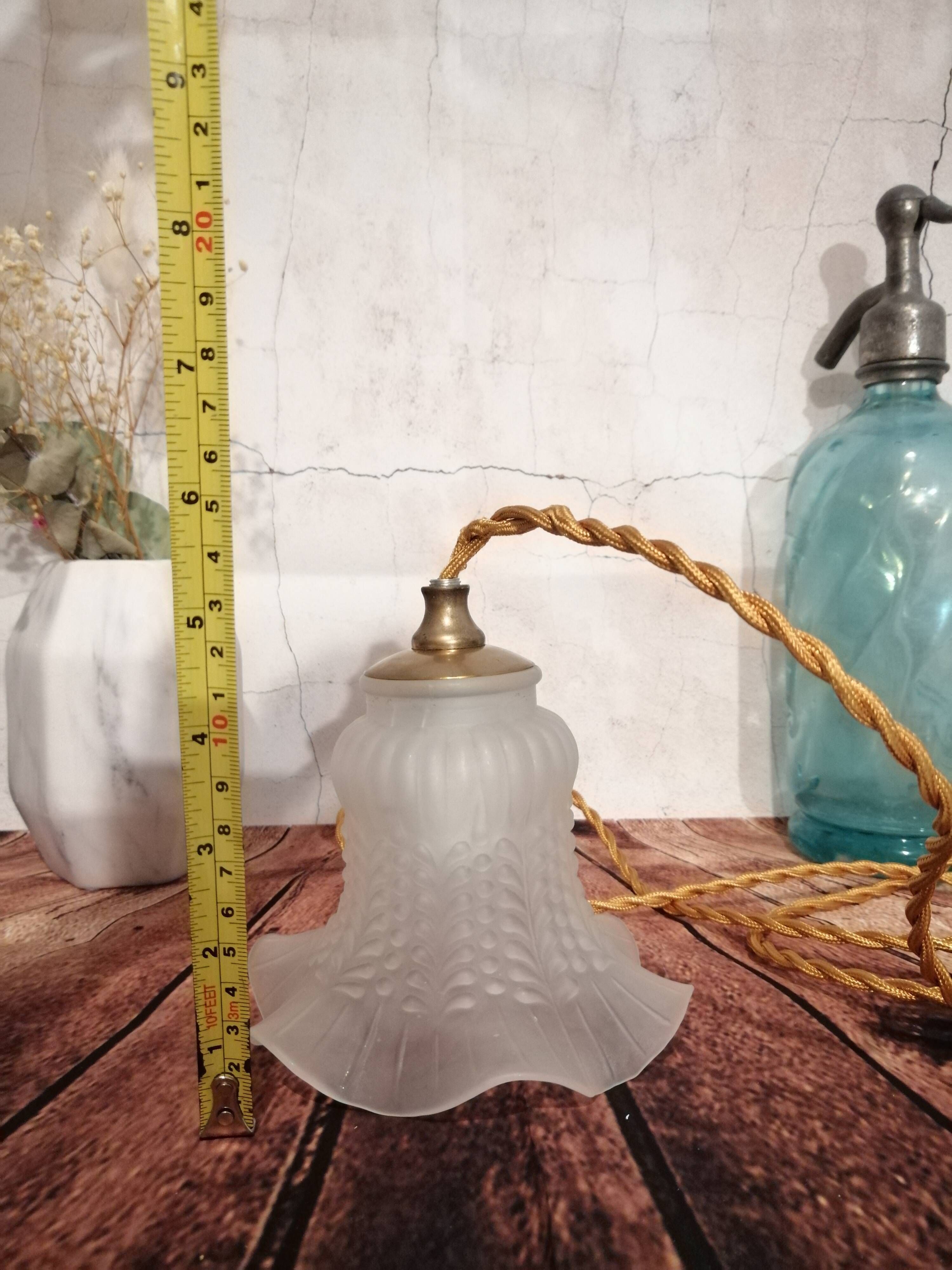Lampe baladeuse globe tulipe en verre poli avec fil doré de 2,10 m