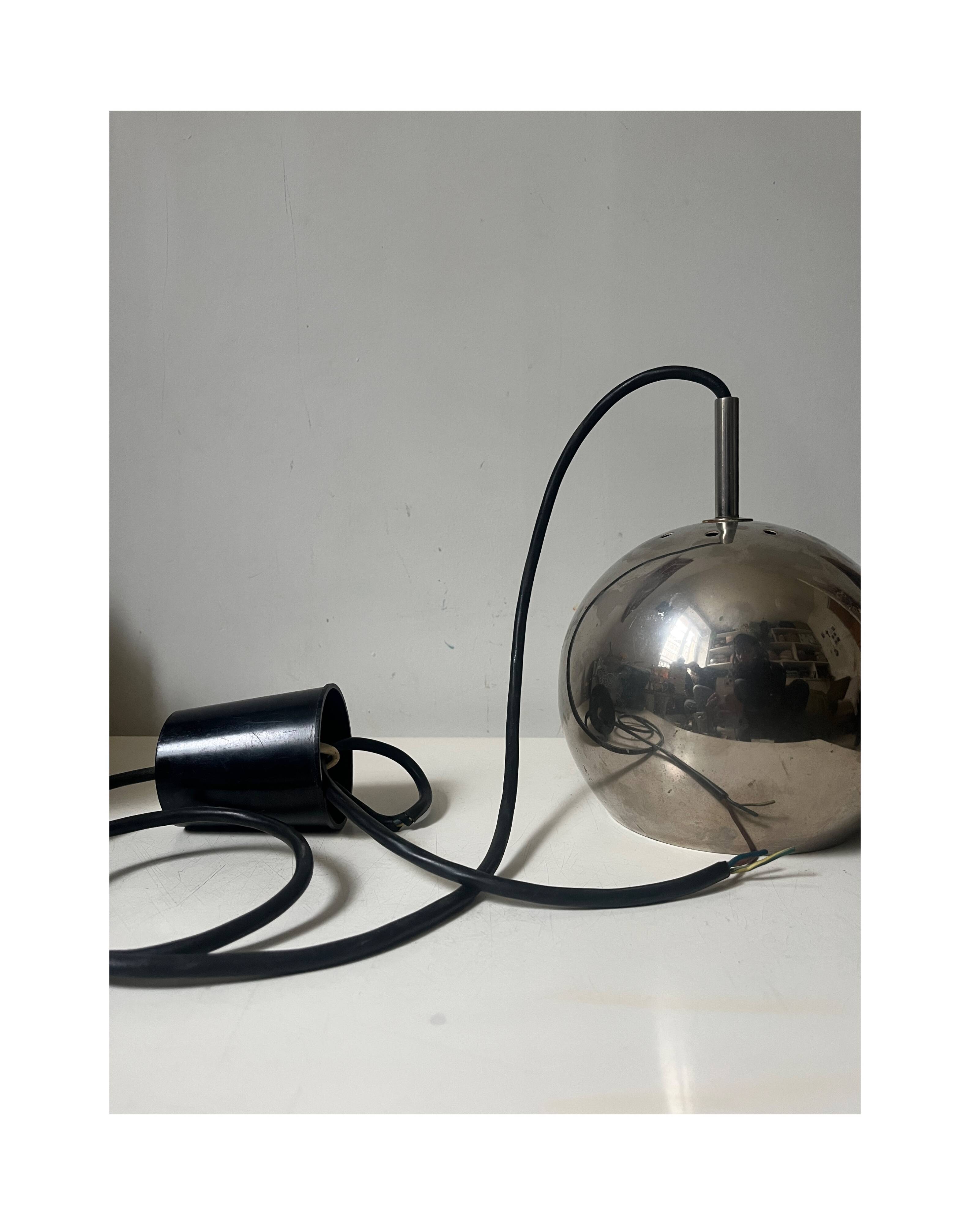 chrome eyeball space age pendant light, design 1970