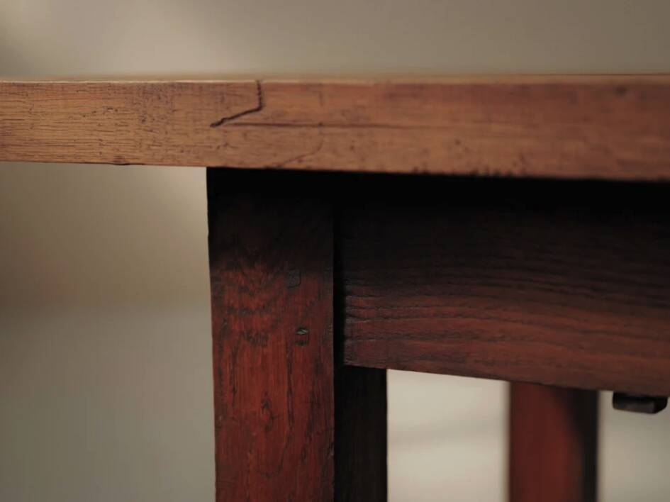Solid oak farmhouse table, France, around 1950.