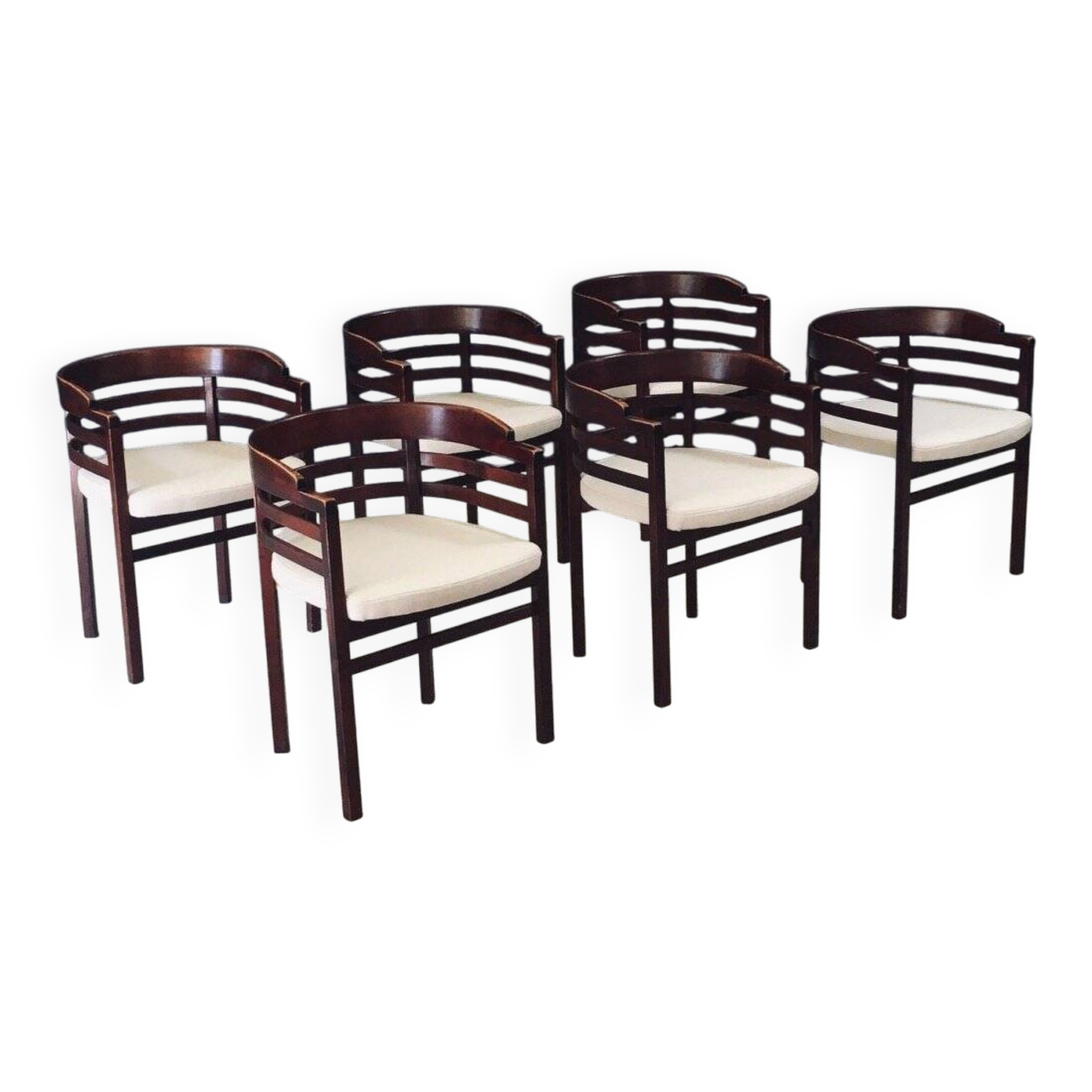 Mid-Century Modern Curved Dining Chairs, Italy, 1970s, Set of 6