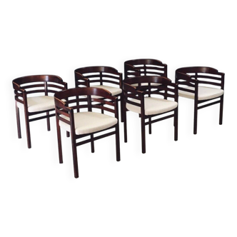 Mid-Century Modern Curved Dining Chairs, Italy, 1970s, Set of 6