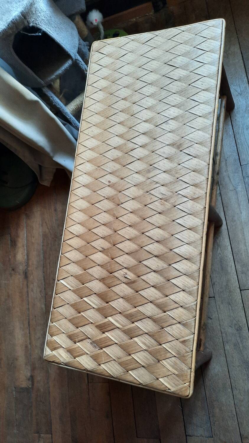 Banc année 50 bois et corde de palmier