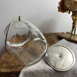 Pot à biscuits en verre ciselé et métal