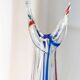 Vintage Murano glass vase - clear glass with blue and red details - timeless design from Italy in the 1970s - gift idea, table decoration.