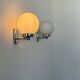 Pair of vintage wall lights, chrome and opaline, France 1970