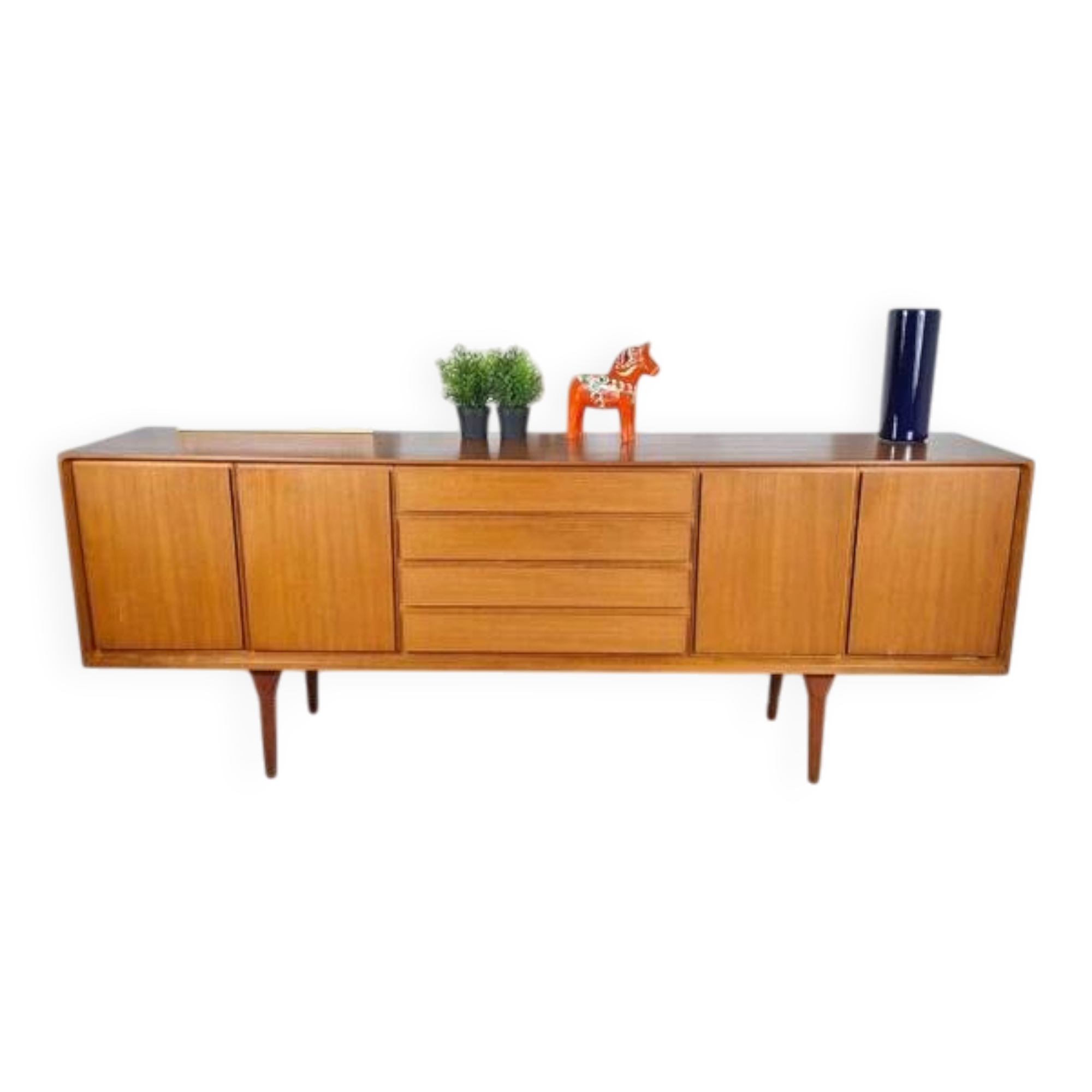 Teak sideboard with drawers and hinged doors – Scandinavian mid-century modern design, 1960s