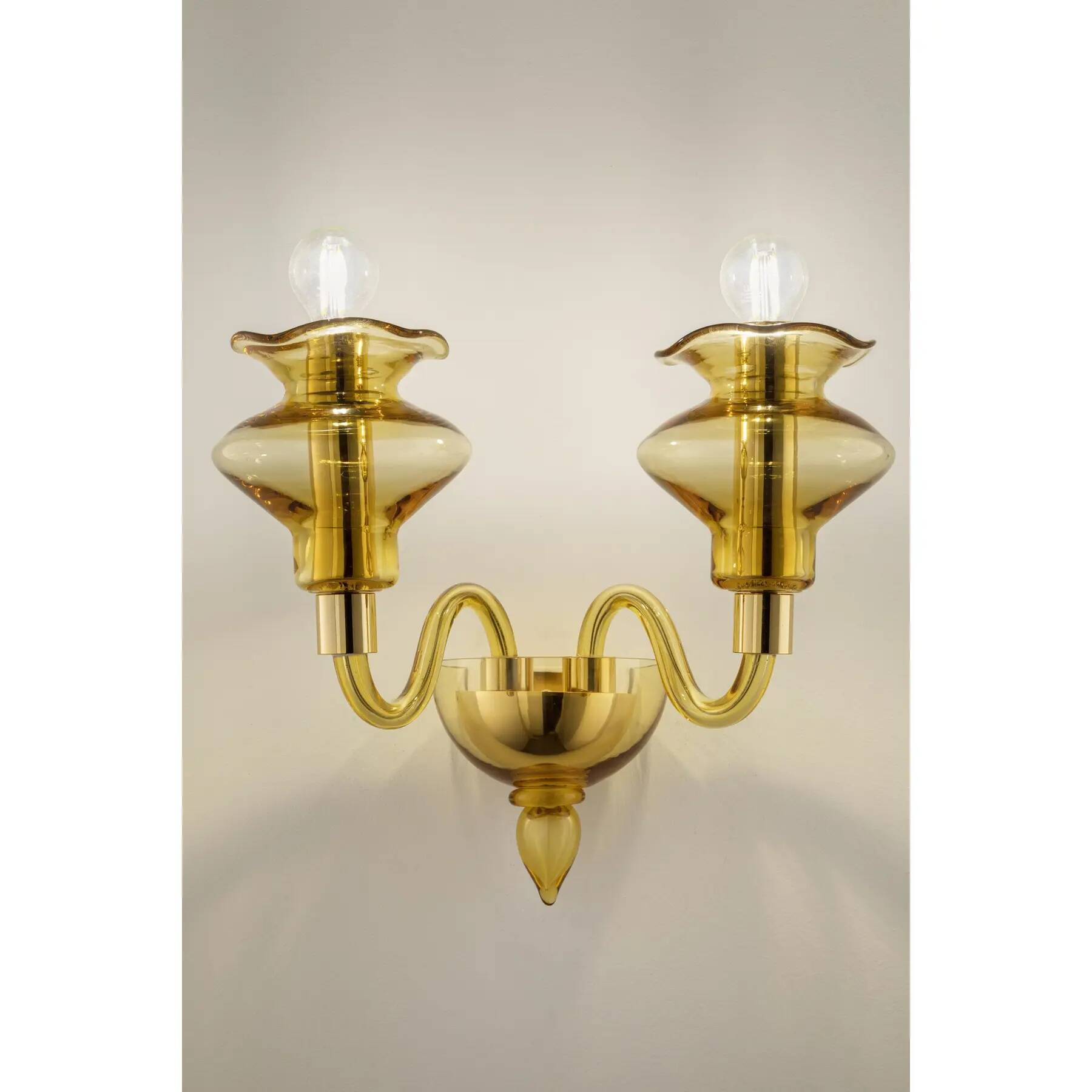Elegant Linear Modern Amber Murano Glass Wall Sconce