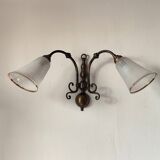 Bronze wall light with 2 lights and 2 granite glass tulips