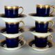 6 Limoges oven blue porcelain cups for Porcelainor Paris + case C582