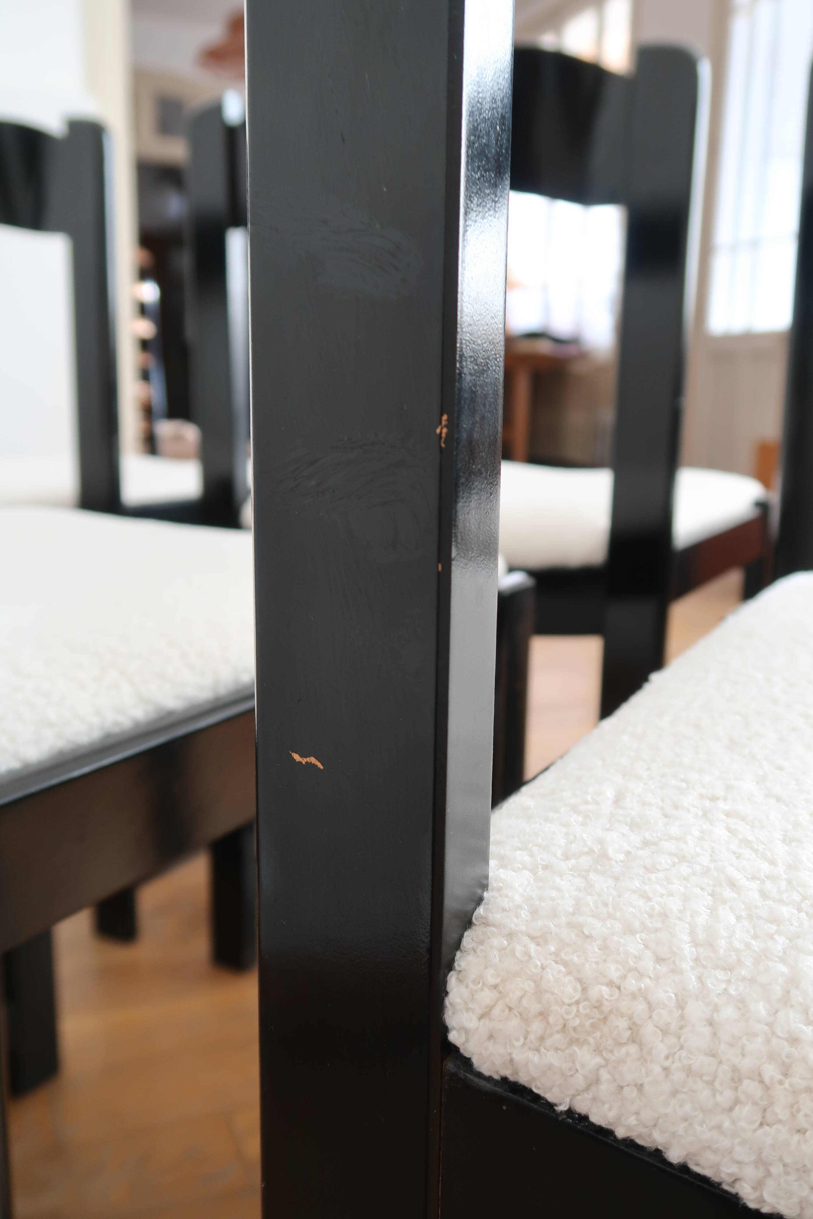 6 black lacquered and terry chairs