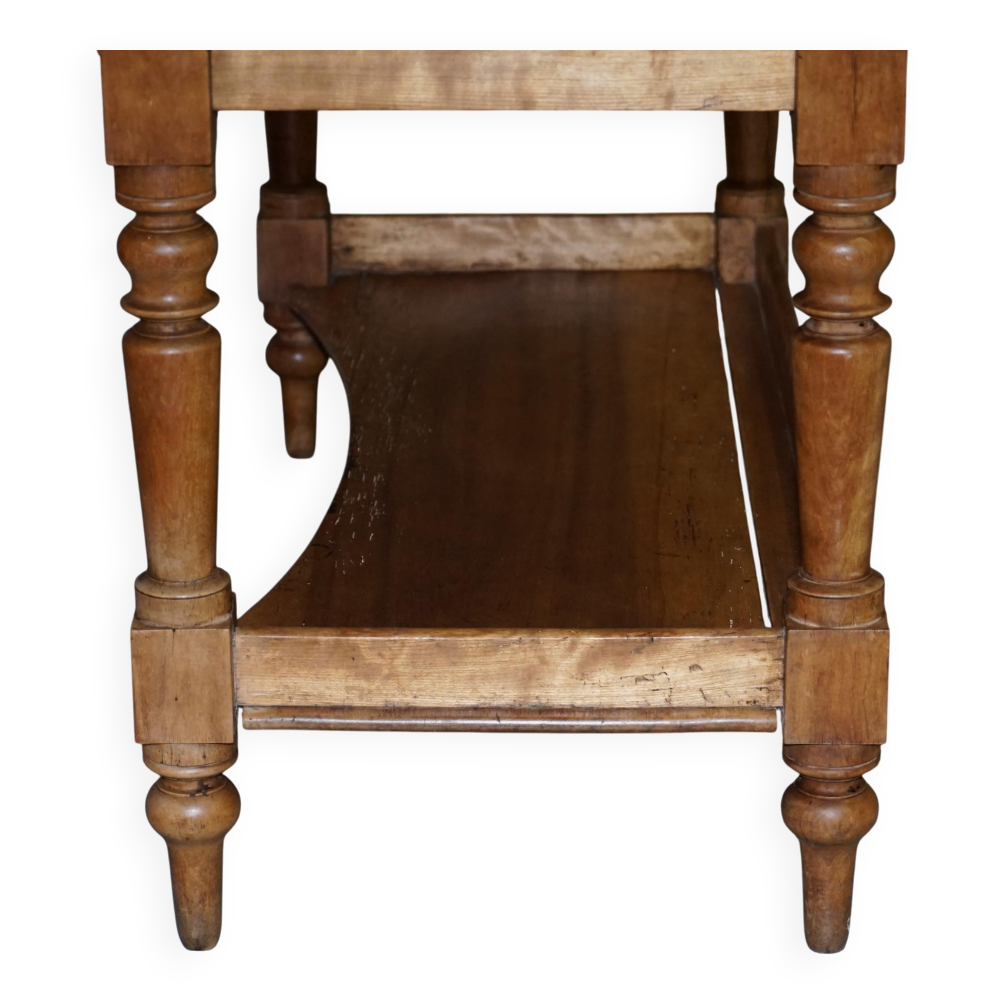 Victorian writing desk or console from 1880 in satin wood and marble.