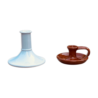 Two ceramic candle holders
