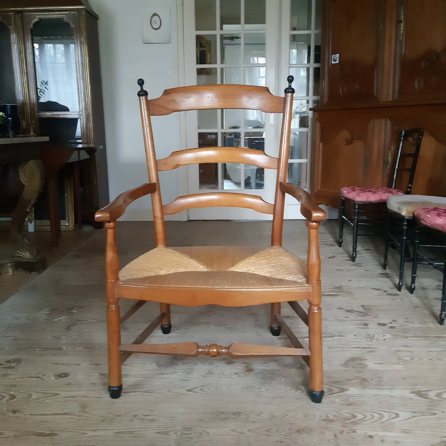 Large straw armchair