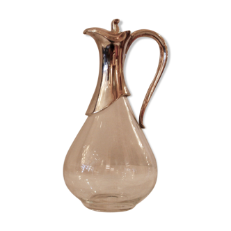 Carafe in glass and silver metal, 20th century