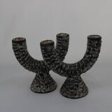 Pair of Fat Lava Candlesticks