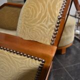 Paire de fauteuils et poufs art-déco
