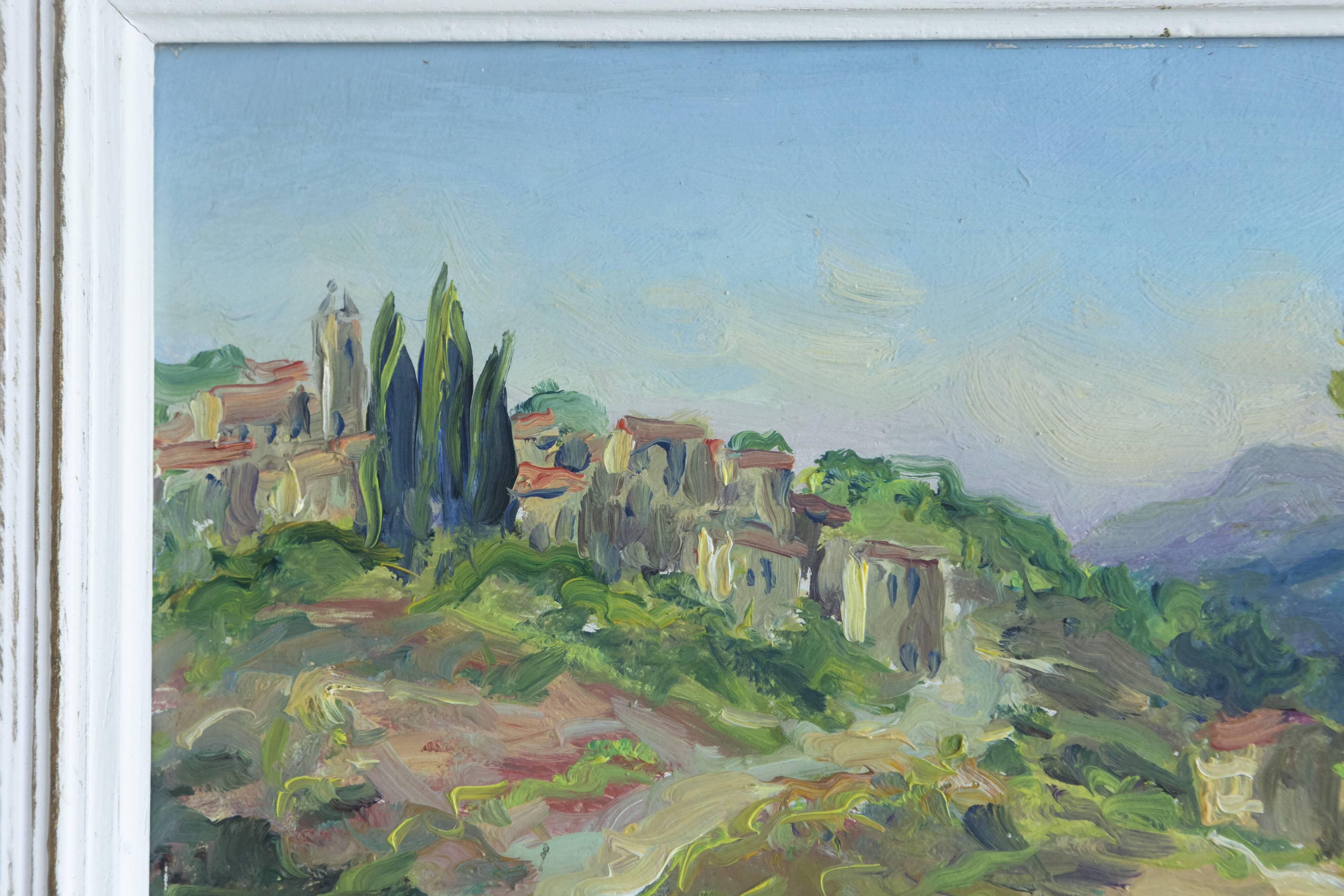 Small painting signed Rougier landscape provence hst oil canvas