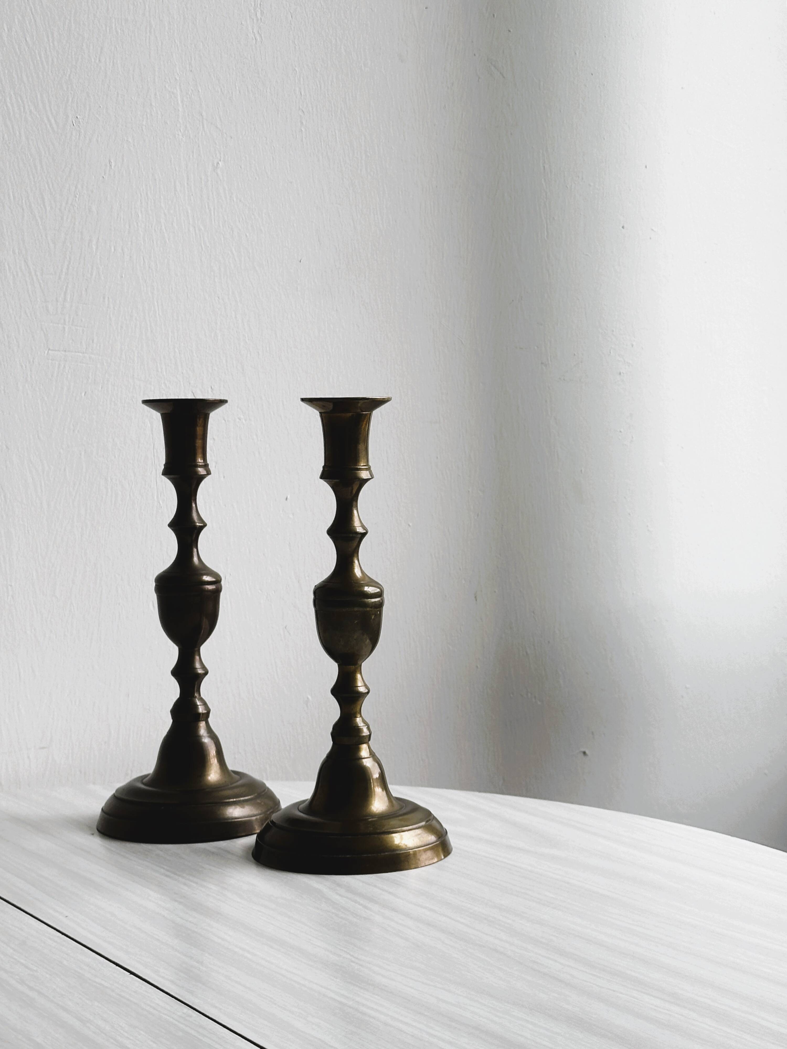 2 candlesticks, brass candlesticks, candle holders.