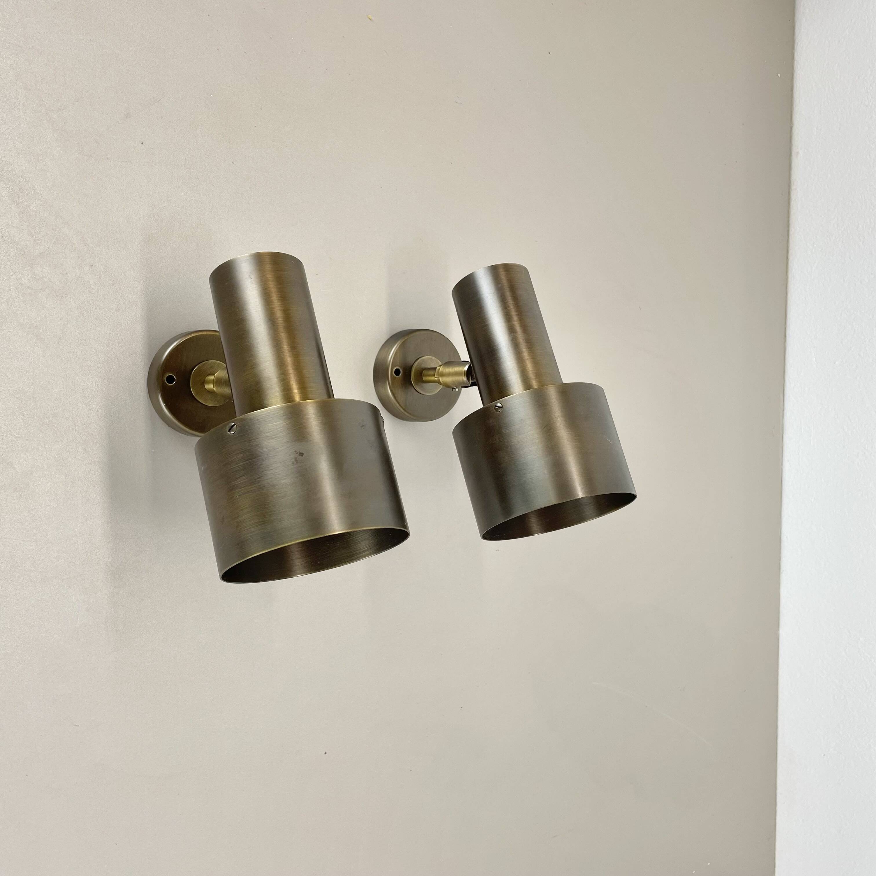 set of 2 Brass Spot elements ceiling wall Lights by OMI Lighting Germany, 1970s