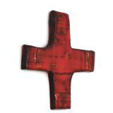 Red and orange ceramic wall cross, 1950s
