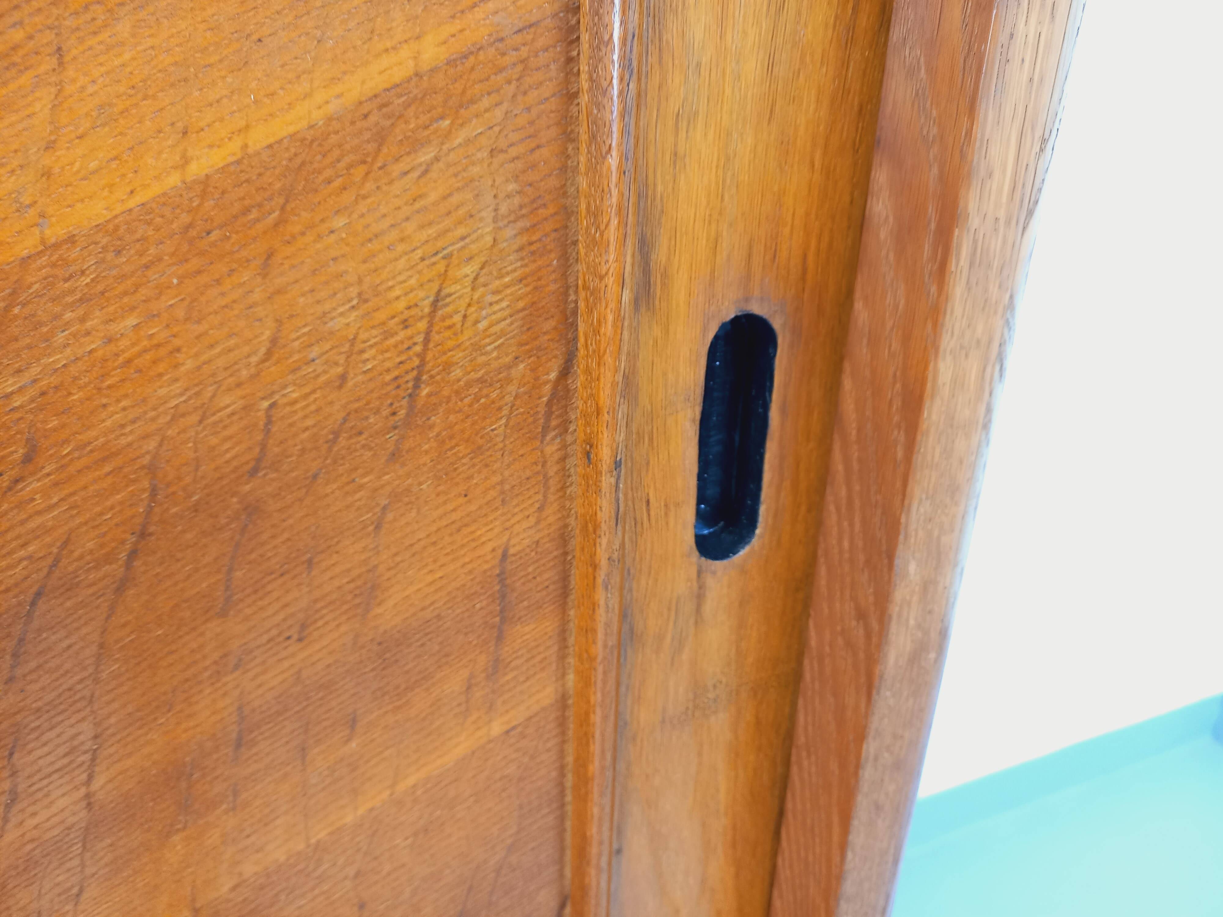 Vintage oak wardrobe from the 1960s.