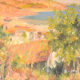 Impressionist seaside landscape with village