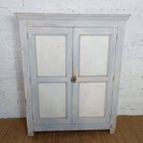 Low Parisian wardrobe with two doors, made of fir with original patina