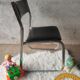 Vintage 70s black skai sled chair