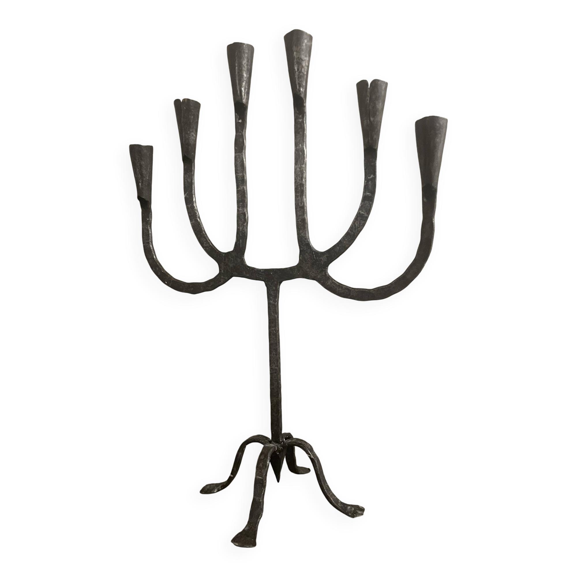 Brutalist six-light chandelier