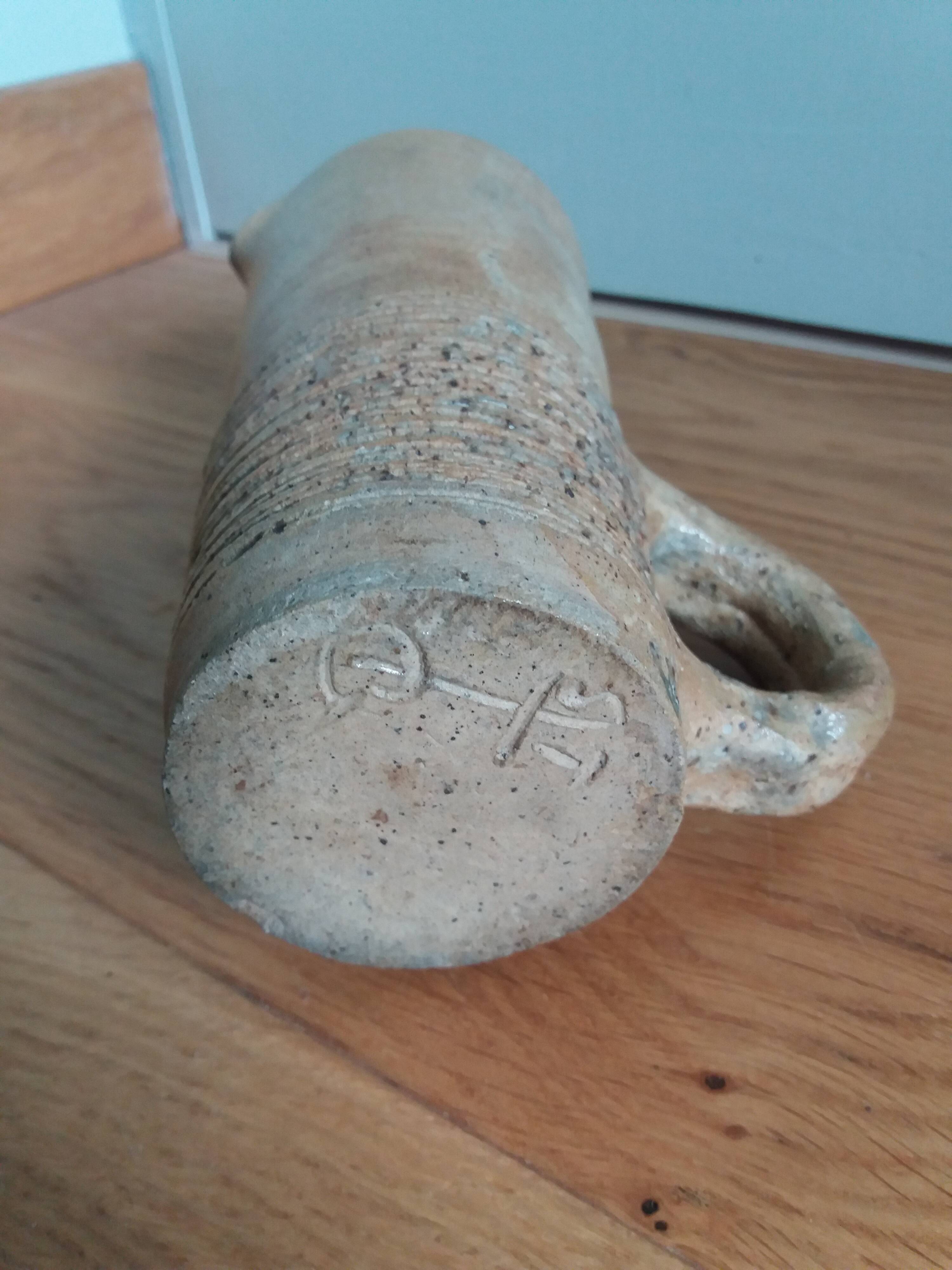 Brutalist vase pitcher signed in stoneware