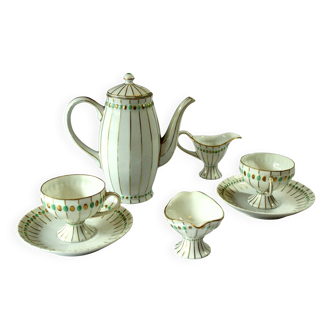 Service à moka Art Déco en porcelaine rare - peint à la main - des années 1930