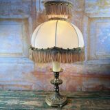 Antique brass lamp – Fringed lampshade