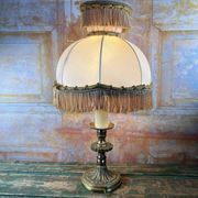 Lampe ancienne en laiton – Abat-jour à franges