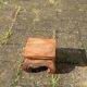 Plant holder, wooden saddle, old base