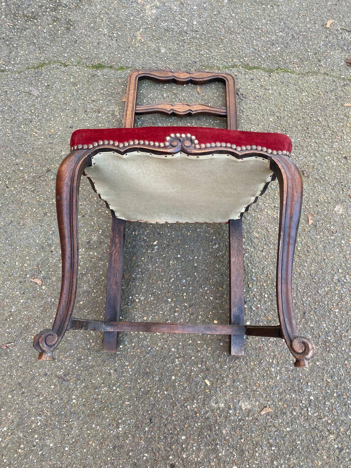 Louis XV dining chair, solid wood, burgundy velvet.