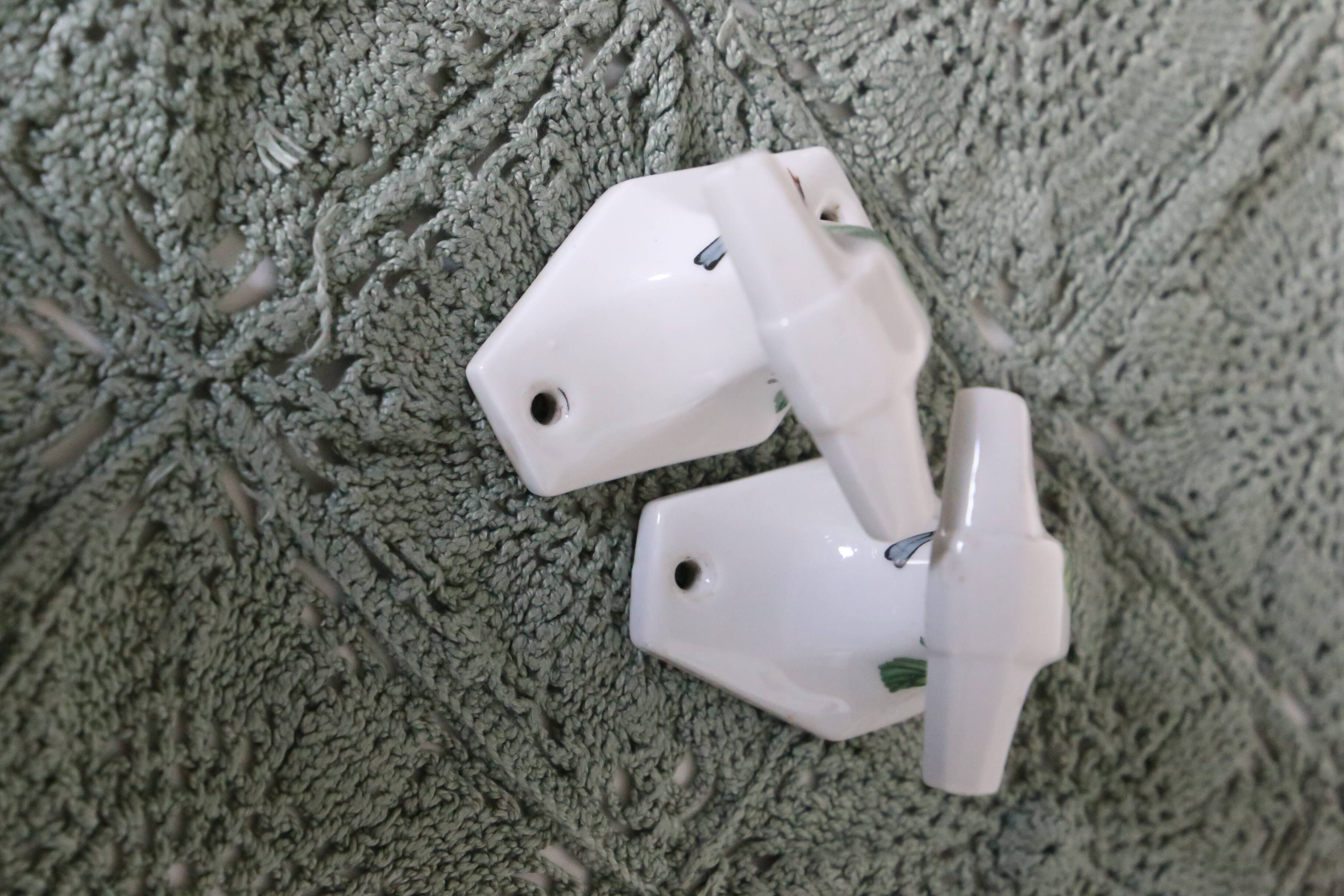 Pair of Paris porcelain coat hooks