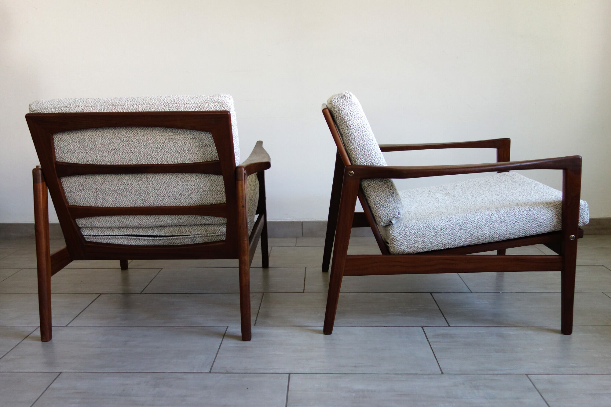 Bench and 2 Scandinavian armchairs 60s