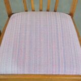 Set of 2 vintage dining chairs from the 1970s with spindle backrest and fabric seat