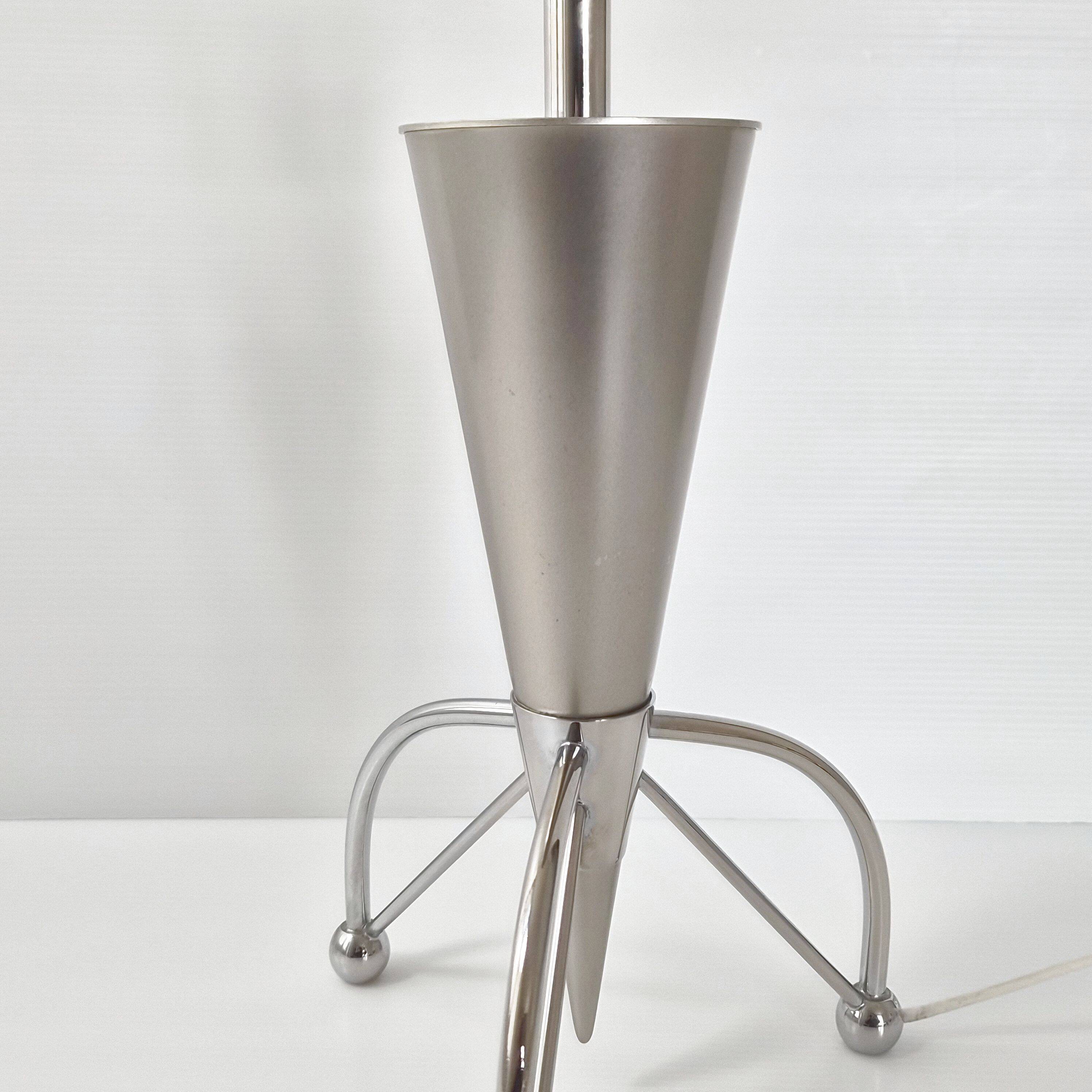 Vintage 1980 Tripod Flare Lamp in Chrome Steel & Brushed 80s Retro 1980s