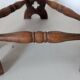 Low tripod farm stool in wood and straw