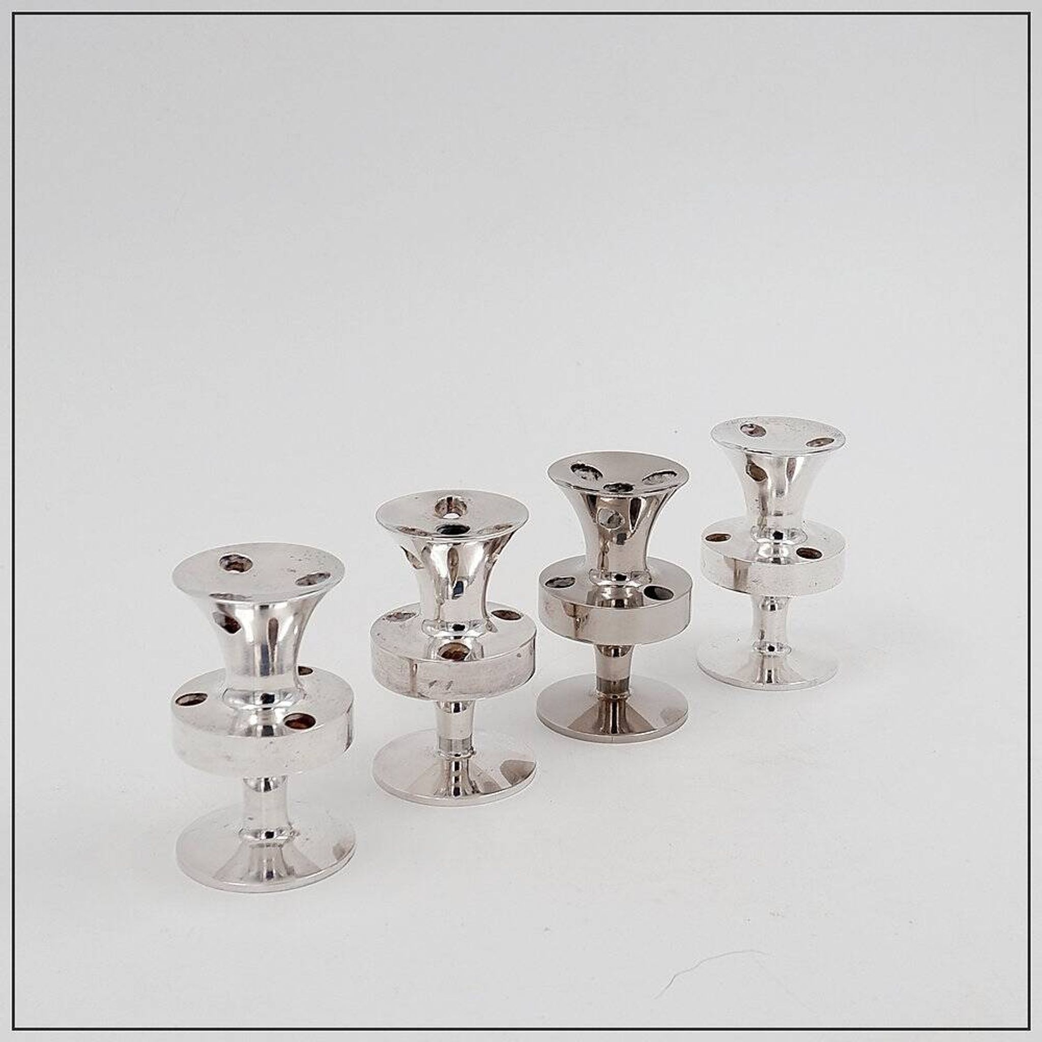 Set of 4 miniature candle holders by Erik Jörgensen, Denmark, 1950s.