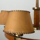 6 wooden paper head chandeliers with brass details, 1960s, Germany
