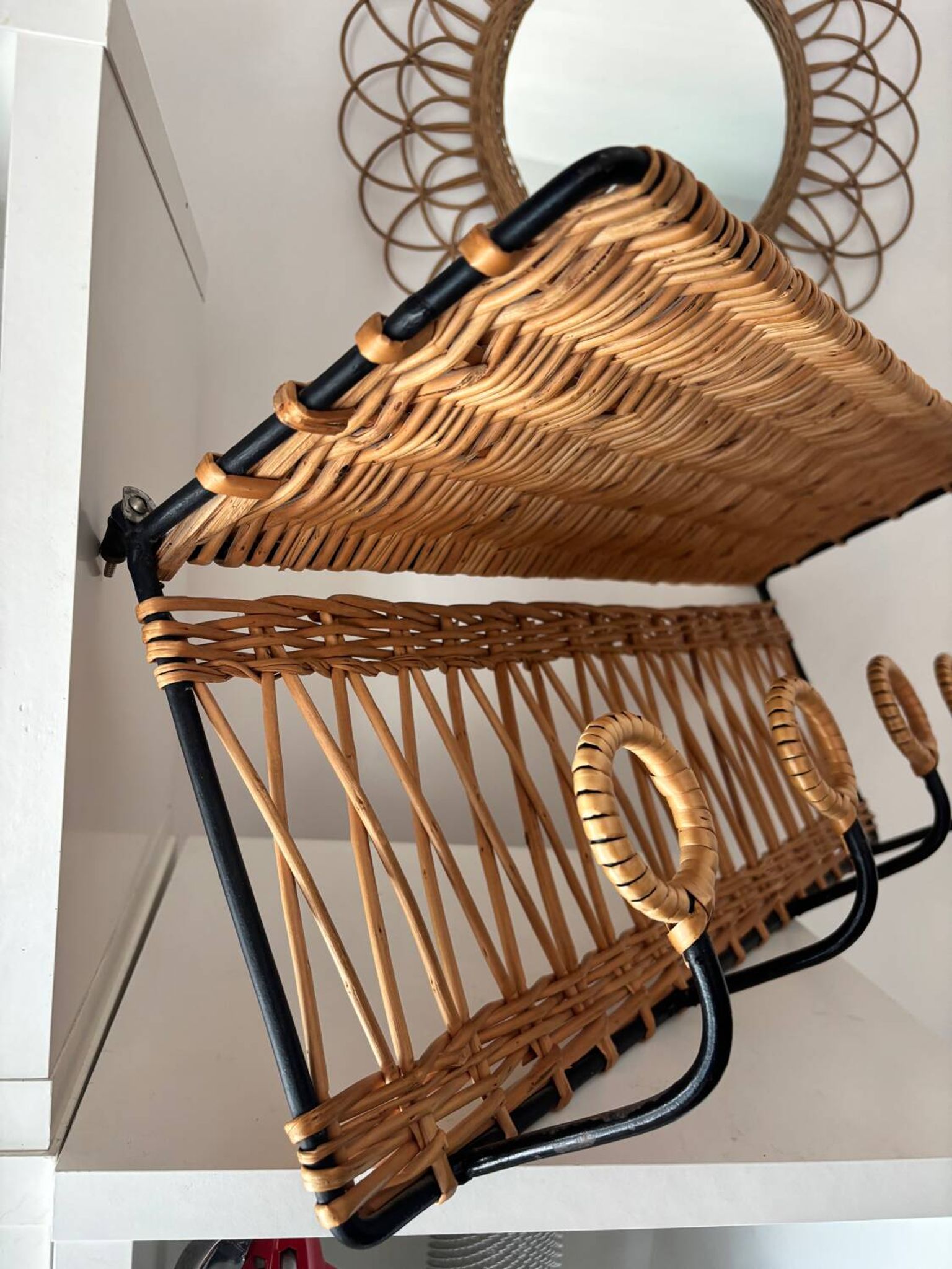 Porte manteau en fer et rotin Jacques Adnet 60s