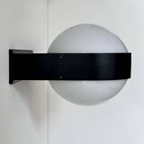 Vintage wall lamp, opaline and matte black metal, Raak Netherlands 1970