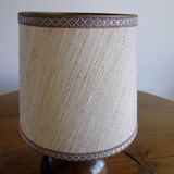 Vintage lamp 60s/70s foot glazed stoneware lampshade woven linen