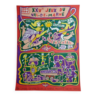 Vintage Lithographic Poster after Yvon Taillandier, Jeux du Val de Marne, 1991